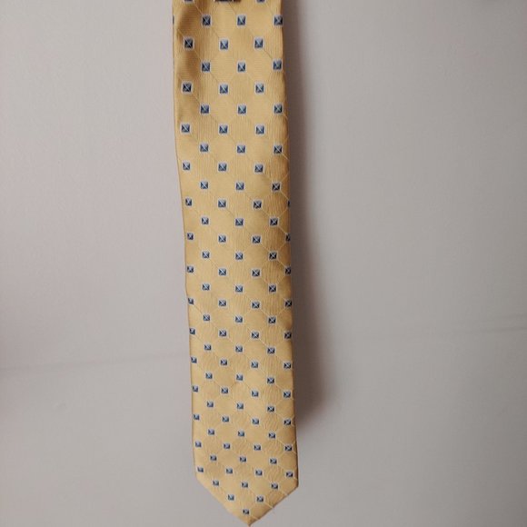 New W/Tags Jos. A. Bank  Executive Collection  Yellow and Blue Silk Neck Tie - Picture 8 of 9
